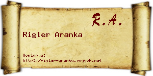 Rigler Aranka névjegykártya